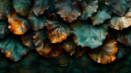 Obraz premium Abstract Botanical Leaf Pattern in Rich Colors