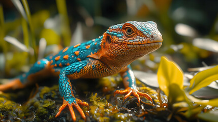 Vibrant Lizard Illustration: Tropical Reptile in Vivid Colors