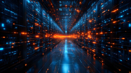 Fototapeta premium 3D Digital Corridor: Abstract Background of Futuristic Technology