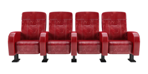 Theater seats, representing audience seating in a theater, isolated on transparent background PNG