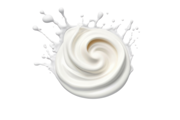 Dynamic milk splash forming a spiral shape, detailed texture resembling thick yogurt or cream consistency, 3d illustration