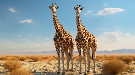Obraz premium A photo of a pair of giraffes