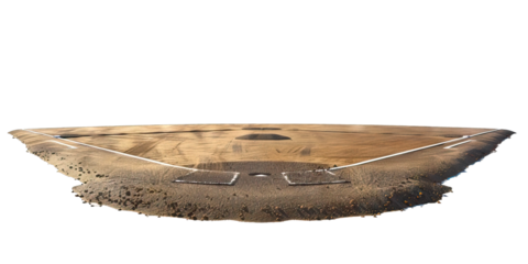 Baseball field, with bases and outfield, isolated on transparent background PNG