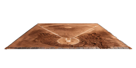 Baseball diamond, with bases and pitcher's mound, isolated on transparent background PNG