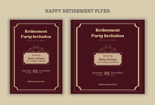 Happy retirement party invitation flyer design 