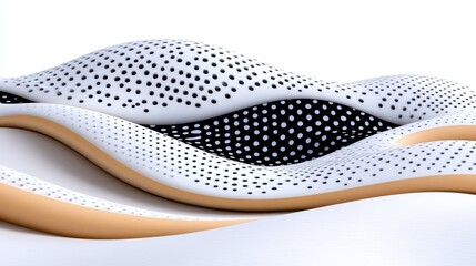 Abstract 3D Wavy Surface with Perforated Pattern and Black and White Dot Texture
