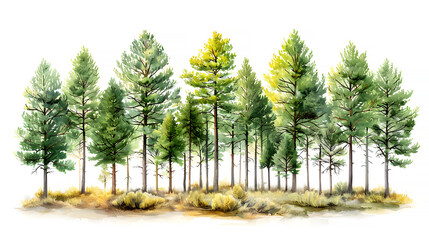 Fototapeta premium Tall Pine Trees in Gradient Design