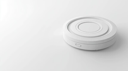 Obraz premium Minimalist Design of a Circular White Device on a Clean Surface, Showcasing Modern Aesthetic with a Touch of Technology and Innovation in a Contemporary Setting