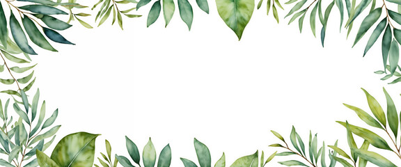 Obraz premium watercolor Leaves frame with text space