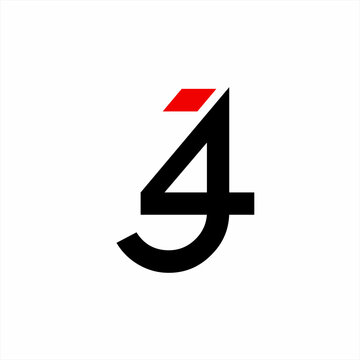 Simple vintage initial J4 logo design.