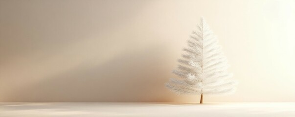 A minimalistic white tree in a serene setting, perfect for modern decor and seasonal themes.