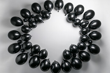 Obraz premium Black Balloons in Round Shape on White Background