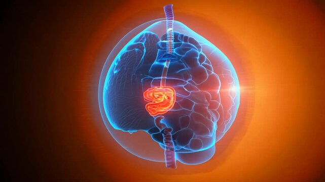 Pancreas Anatomy: 3D Medical Illustration of Pancreatic Anatomy within Human Body