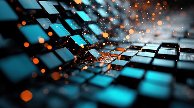 A visual representation of data points and algorithms being used to optimize warehouse processes, improve inventory forecasting, and enhance overall efficiency.