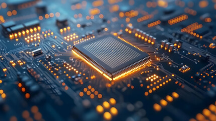Obraz premium Glowing Circuit Board 3D Illustration