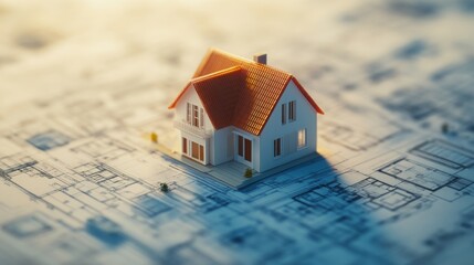 House Model on Architectural Plans: Home Design and Construction