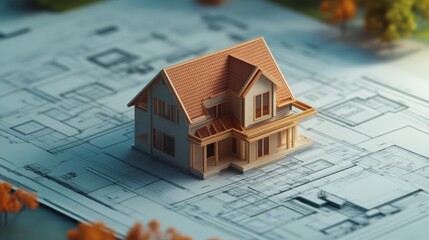 House Model on Architectural Plans: Home Design and Construction
