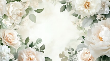 White Roses Floral Border - Delicate and Romantic Flower Arrangement