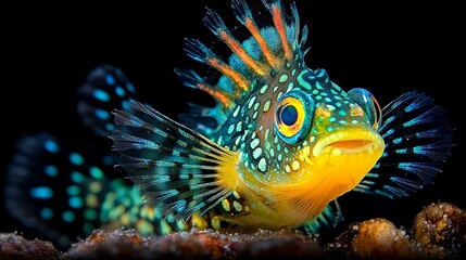 Obraz premium A close up of a colorful fish on a black background