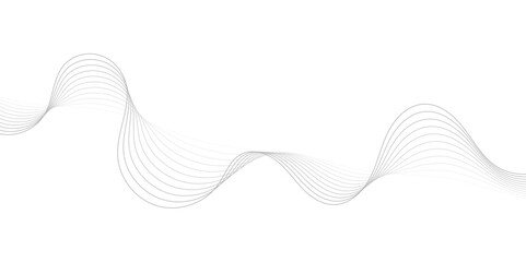 Gray wave curve lines abstract background with flowing particles. Digital energy waves technology concept. Modern backdrop design for business, presentation, banner.