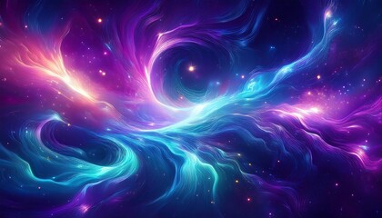 Obraz premium A colorful nebula of light creates an abstract starry space scene with deep purple and teal_1(27)