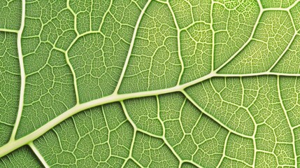 Close-up of a green leaf's intricate network of veins.