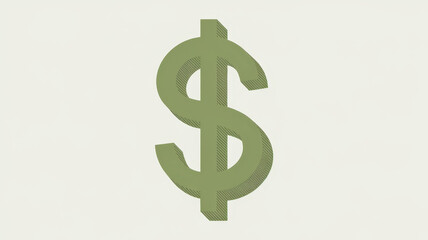 A stylized dollar sign in a soft green hue, symbolizing finance and economy, set against a light background, evoking a sense of prosperity.