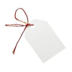 red ribbon with blank tag