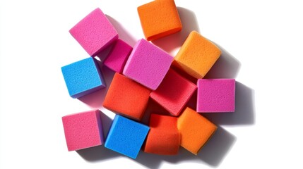 Colorful Cleaning Sponges on White Background