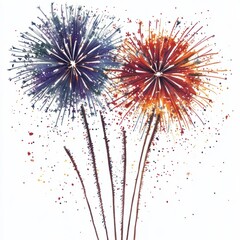 Naklejka premium fireworks on a white