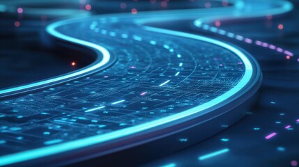 Illustration of IT roadmap modern technology and innovative processes, networking and big data