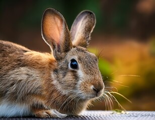 Fototapeta premium Un conejo en el bosque, Foto en primera persona