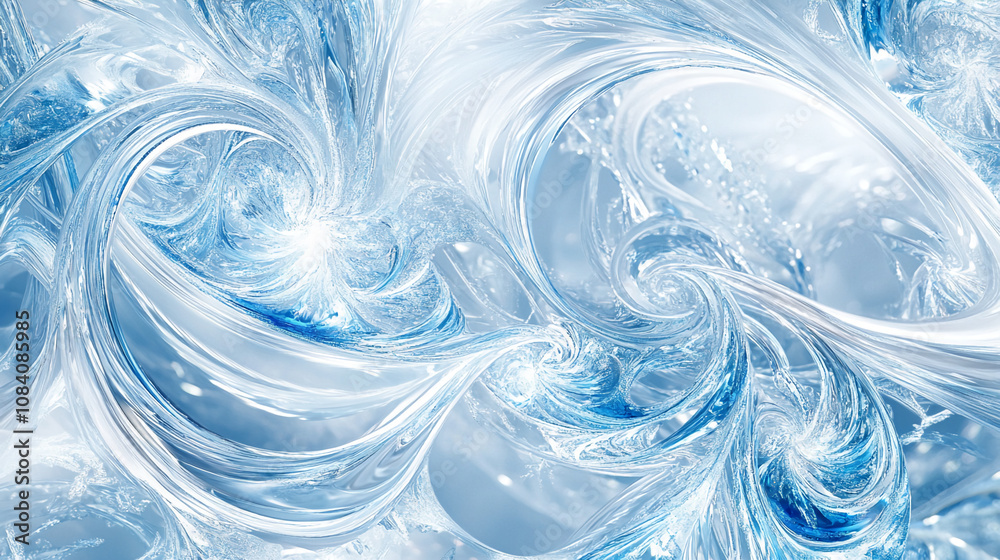 Aufkleber Swirling blue and white fractal patterns create a visually captivating image