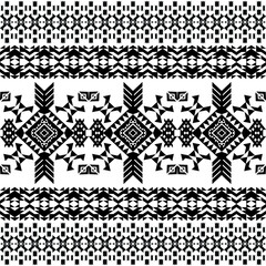 American seamless black white tribal ethnic native pattern.Traditional Navajo,Aztec,Apache,Southwest style fabric pattern.Abstract vector motif.For fabric,clothing,blanket,carpet,woven,wrap,decoration