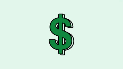 Obraz premium A vibrant green dollar sign icon against a light background, symbolizing finance, wealth, and economic growth.
