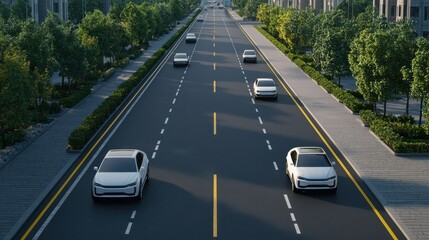 Traffic flow on urban road cityscape aerial view transportation concept
