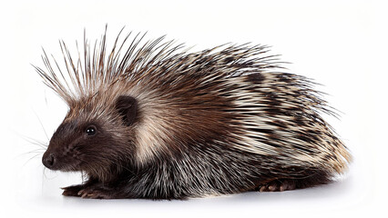 Obraz premium Resting porcupine on a clean white background.