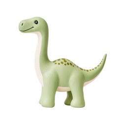 Fototapeta premium A cute, smiling green dinosaur toy with large eyes and a friendly expression, perfect for children or as a decorative piece.