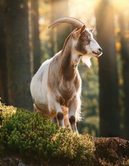 Obraz premium Una cabra en medio del bosque, foto en primera persona