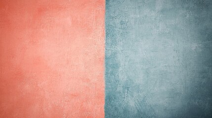 Fototapeta premium Stunning living coral and dusty blue painted wall background with space for text or design, adding a unique touch to projects