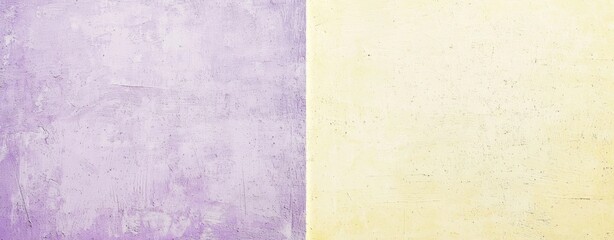 Obraz premium Vibrant two-tone concrete wall in purple and yellow, perfect for creative projects. Modern, minimalist backdrop with high-res grunge pattern. Ideal for marketing and advertising