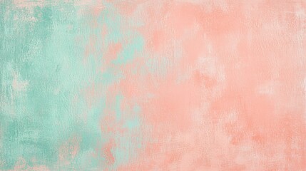 Fototapeta premium Turquoise and living coral colored painting strokes blending together creating gradient effect, perfect for backgrounds and textured surfaces