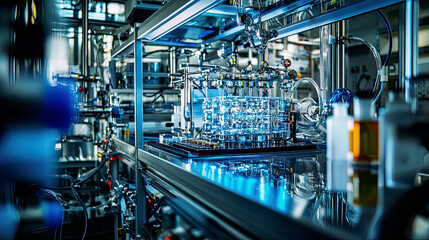 Fototapeta premium A high-tech lab environment where scientists test the effectiveness of new catalysts for artificial photosynthesis 