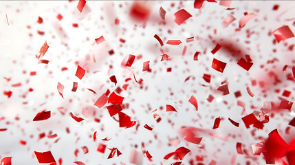 Red confetti on white background photography