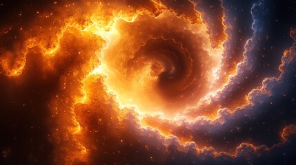 Fototapeta premium Fiery spiral nebula in space, swirling energy.