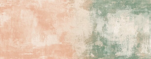 Obraz premium Peach and green hues blend seamlessly in an abstract textured background, creating a harmonious and visually appealing design with a grunge effect