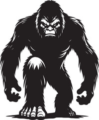 Fototapeta premium Giant Bigfoot Yeti silhouette vector illustration isolated on white background
