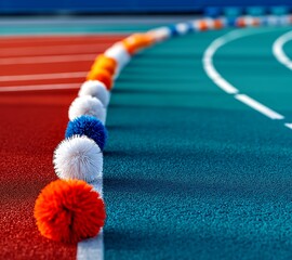 cheerleaders' pompoms against the background of the stadium