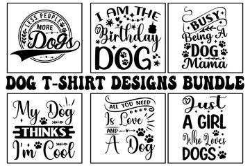 Dog T-Shirt Designs Bundle Dog Typography SVG vector paw 