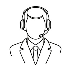 Minimalistic continuous line pattern in the shape of a call center employee talks to customers, simple and elegant design